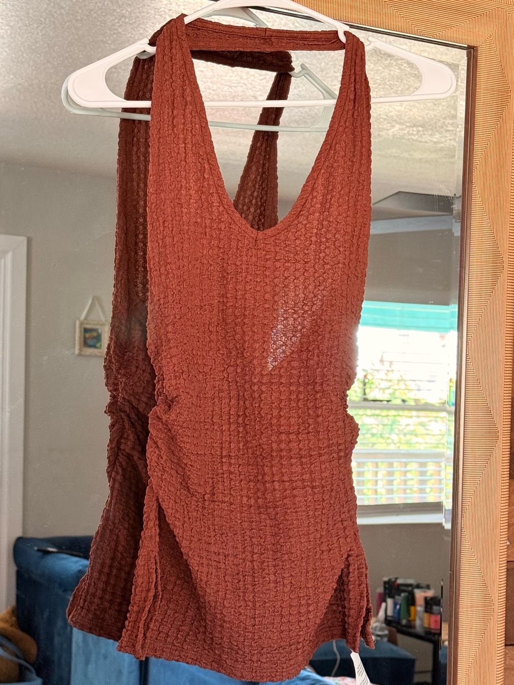 Women’s Textured Rust Halter Top